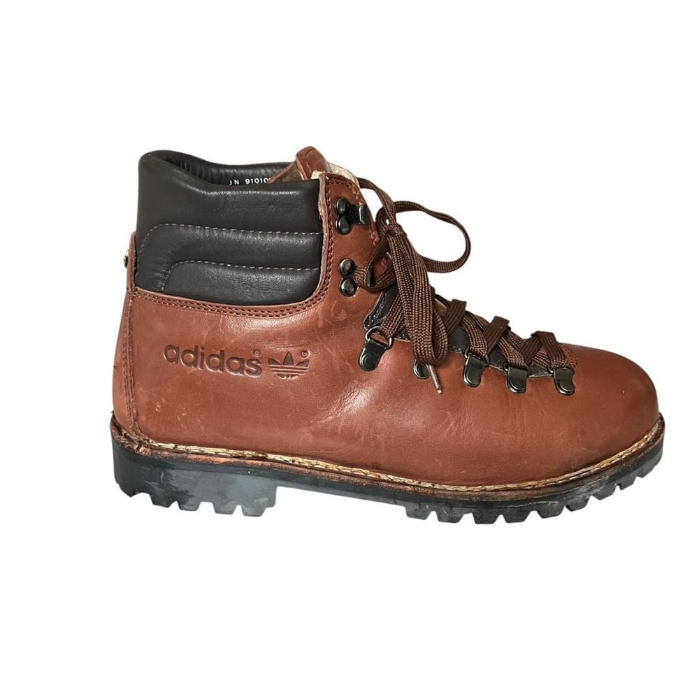VTG Adidas Leather Hiking Boots Made Korea Trefoil Brown Gorpcore 9.5 / 275